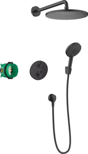 Hansgrohe Croma 280 shower system with Ecostat S, matt black